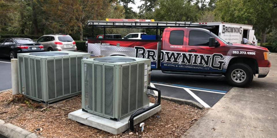Browning Heating & Air Conditioning LLC service truck parked 